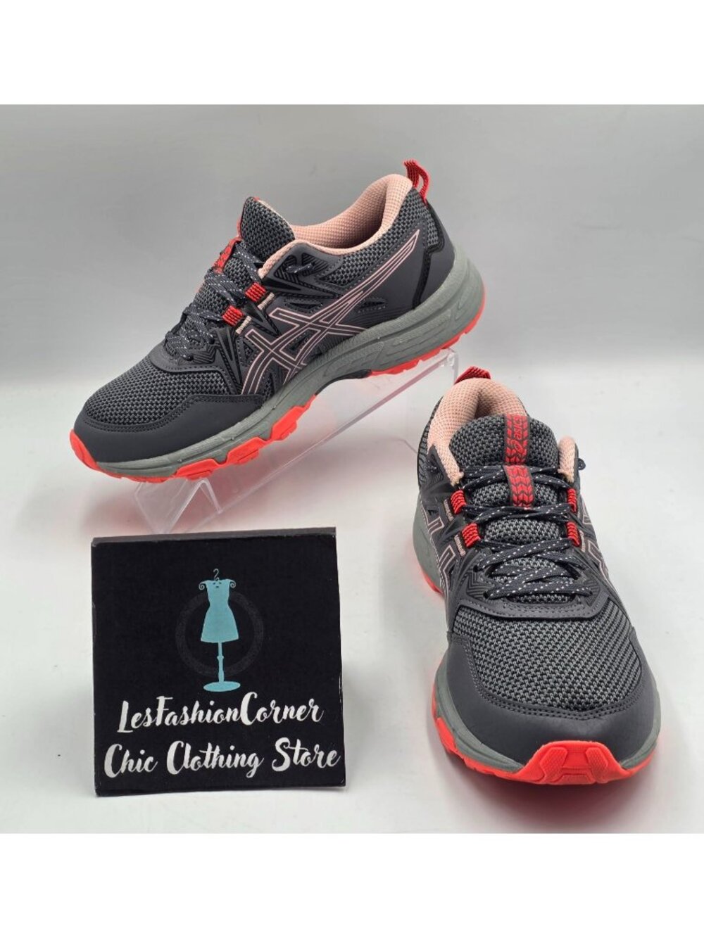 Asics Women's Gray Coral Gel Venture 8 Athletic Trail Running Shoes Size 7 3915